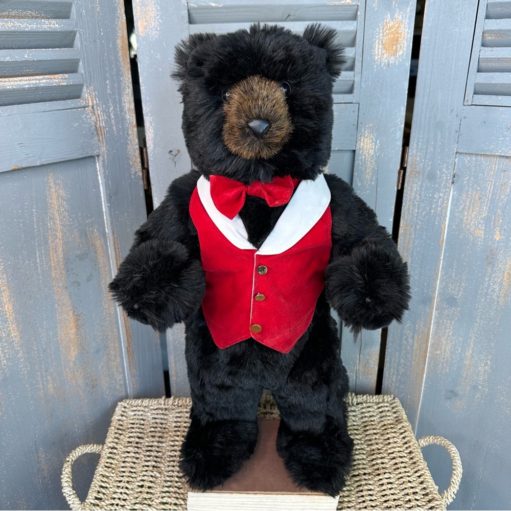 Ditz Designs Black Bear With Vest And Bow Tie 24"